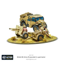 Britain - 8th Army 25-pdr Light Artillery, Quad Tractor & Limber: Warlord Games Bolt Action