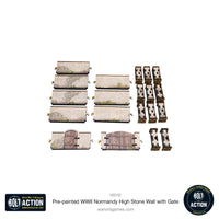 Pre-Painted WWII Normandy High Stone Wall with Gate: Warlord Games Bolt Action