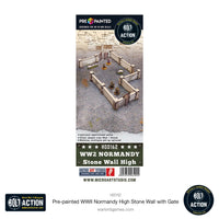 Pre-Painted WWII Normandy High Stone Wall with Gate: Warlord Games Bolt Action