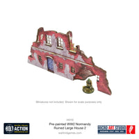Pre-Painted WWII Normandy Ruined Large House 2: Warlord Games Bolt Action