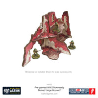 Pre-Painted WWII Normandy Ruined Large House 2: Warlord Games Bolt Action