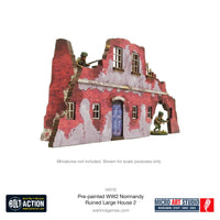 Pre-Painted WWII Normandy Ruined Large House 2: Warlord Games Bolt Action