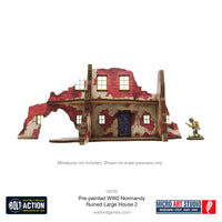 Pre-Painted WWII Normandy Ruined Large House 2: Warlord Games Bolt Action