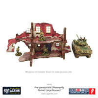 Pre-Painted WWII Normandy Ruined Large House 2: Warlord Games Bolt Action