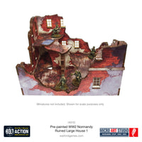 Pre-Painted WWII Normandy Ruined Large House 1: Warlord Games Bolt Action