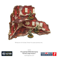 Pre-Painted WWII Normandy Ruined Large House 1: Warlord Games Bolt Action