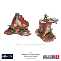 Pre-Painted WWII Normandy Ruined Large House 1: Warlord Games Bolt Action