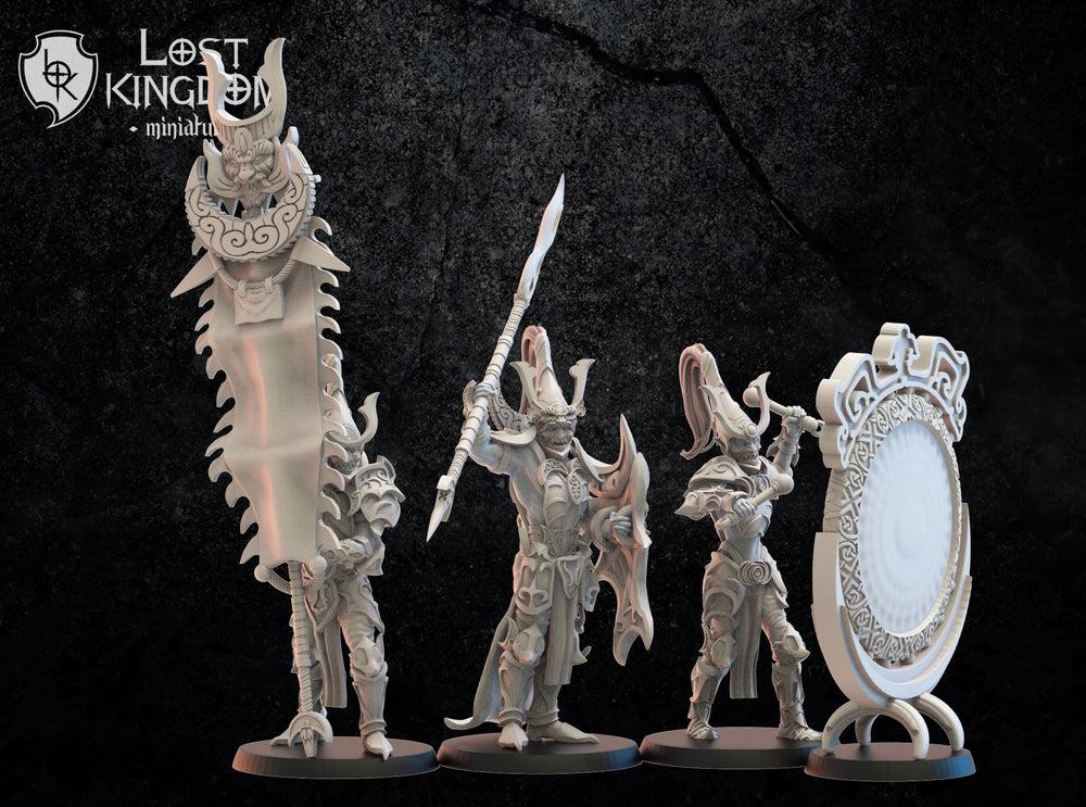 Nightfall Knights Command Group: Lost Kingdom Miniatures NIght Elves Resin 3D Print