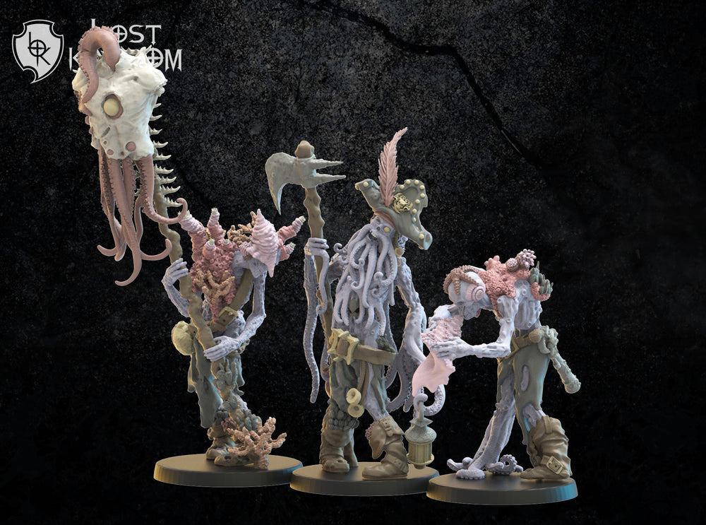 Deep Sea Zombies Command Group: Lost Kingdom Miniatures Undead of Misty Island Resin 3D Print