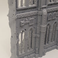Grim Dark Imperial Terrain, Domina Ferrum Right Wall, Battle Damaged, Gothic Sci-Fi 3D Printed Scenery