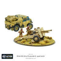 Britain - 8th Army 25-pdr Light Artillery, Quad Tractor & Limber: Warlord Games Bolt Action
