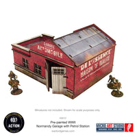 Pre-Painted WW2 Normandy Garage with Petrol Station: Warlord Games Bolt Action
