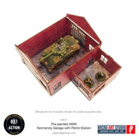 Pre-Painted WW2 Normandy Garage with Petrol Station: Warlord Games Bolt Action
