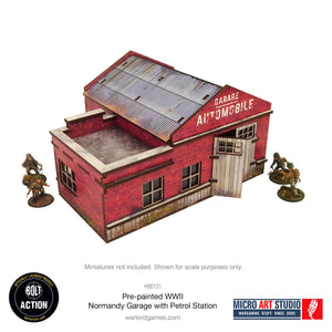 Pre-Painted WW2 Normandy Garage with Petrol Station: Warlord Games Bolt Action