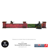 Pre-Painted WWII Normandy Wall with Gate (Low): Warlord Games Bolt Action
