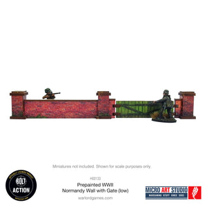 Pre-Painted WWII Normandy Wall with Gate (Low): Warlord Games Bolt Action