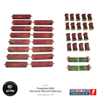 Pre-Painted WWII Normandy Wall with Gate (Low): Warlord Games Bolt Action
