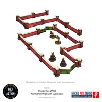 Pre-Painted WWII Normandy Wall with Gate (Low): Warlord Games Bolt Action
