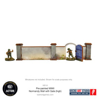 Pre-Painted WWII Normandy Wall with Gate (High): Warlord Games Bolt Action
