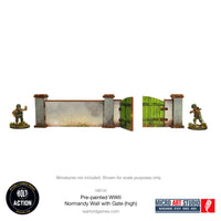 Pre-Painted WWII Normandy Wall with Gate (High): Warlord Games Bolt Action
