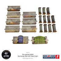 Pre-Painted WWII Normandy Wall with Gate (High): Warlord Games Bolt Action
