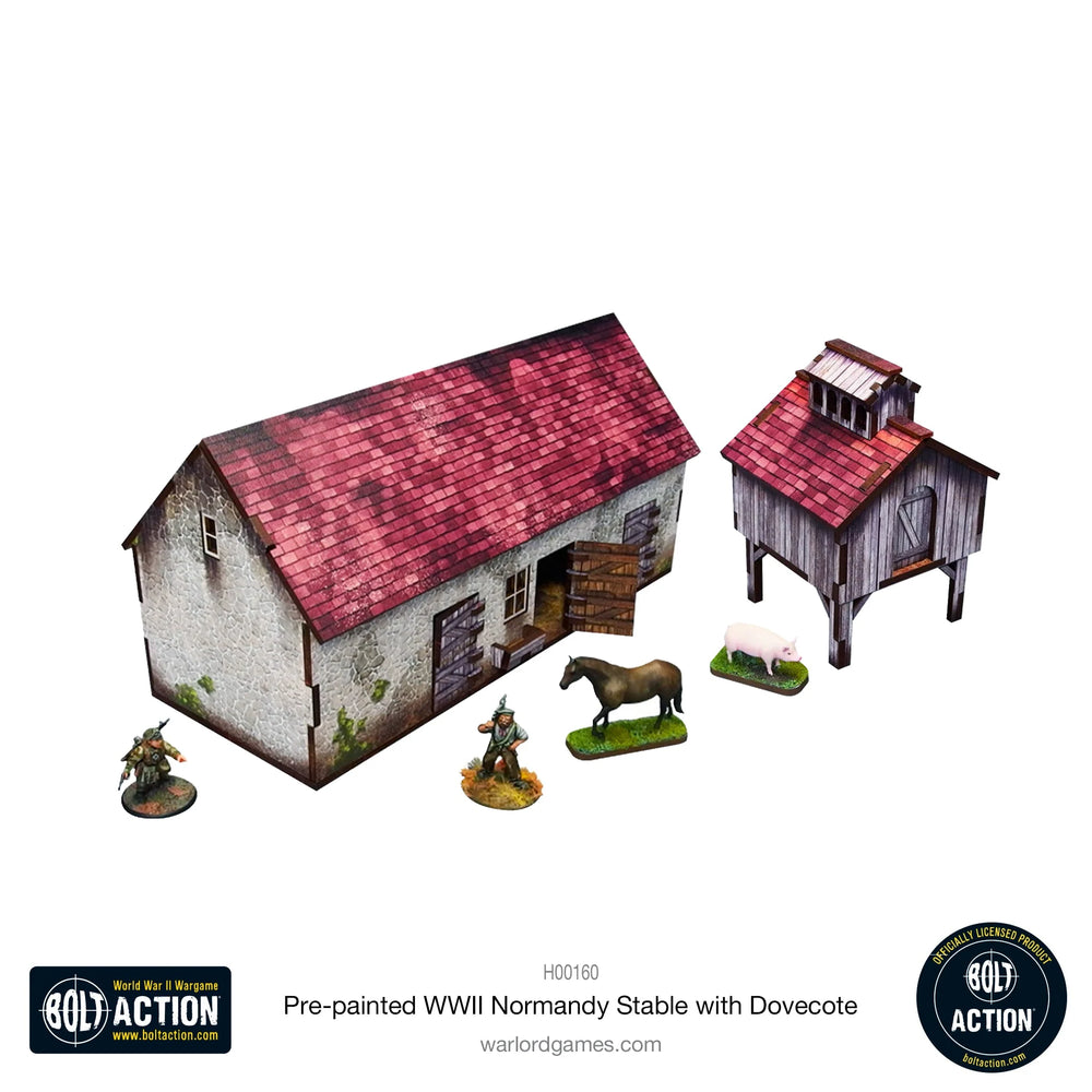PRE-PAINTED WWII NORMANDY STABLE WITH DOVECOTE Warlord Games Bolt Action