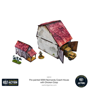 PRE-PAINTED WWII NORMANDY COACH HOUSE WITH CHICKEN COOP WG Bolt Action
