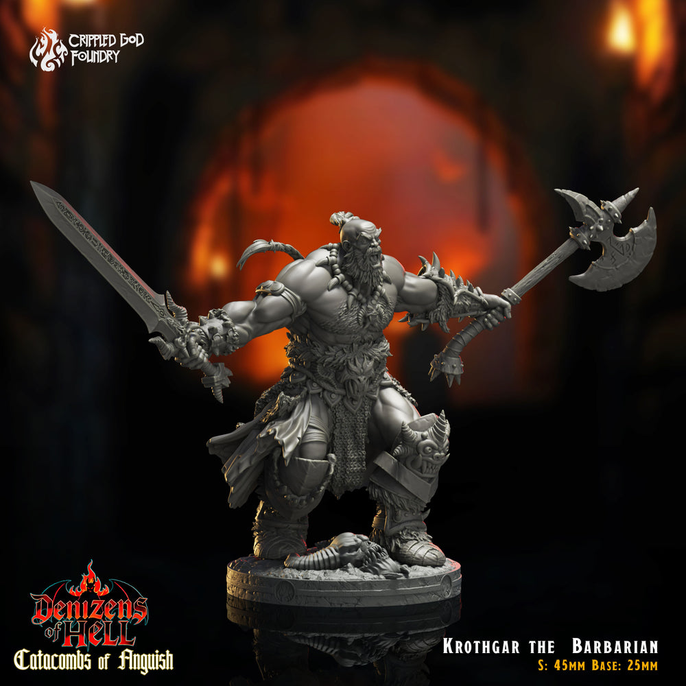 Krothgar, the Barbarian (Brave Hero): Crippled God Foundry Age of Fantasy 3D Print