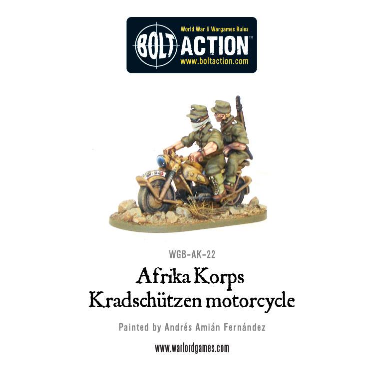 Germany - Afrika Korps Kradschutzen Motorcycle: Warlord Games Bolt Action