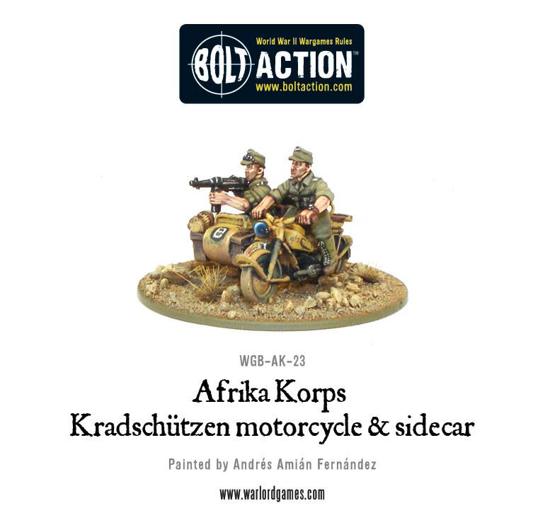 Germany - Afrika Korps Kradschutzen Motorcycle & Sidecar: Warlord Games Bolt Action