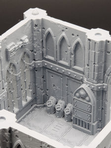 Small Building: Grim Dark Imperial Terrain, Domina Ferrum, Battle Damaged, Gothic Sci-Fi 3D Printed Scenery