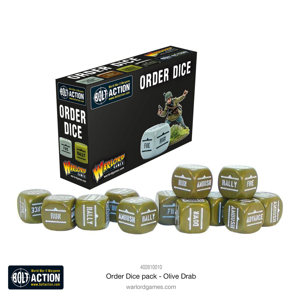 ORDERS DICE PACK - OLIVE DRAB Warlord Games Bolt Action