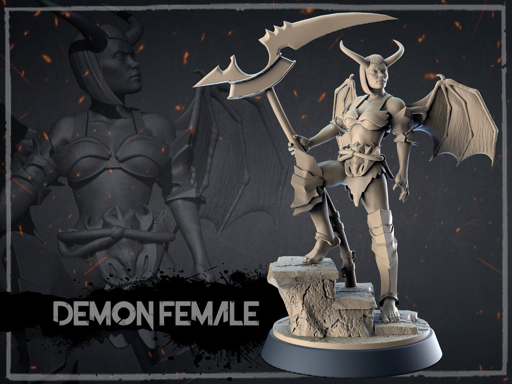 75MM Dark Fantasy Creatures: Female Demon;  Resin 3D Print