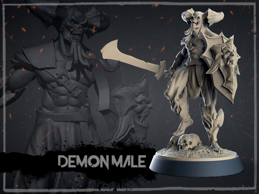 75MM Dark Fantasy Creatures: Male Demon;  Resin 3D Print