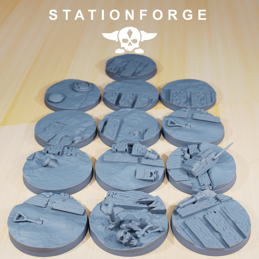 25 MM Trench Bases: Grim Guard by StationForge;  Resin 3D Print